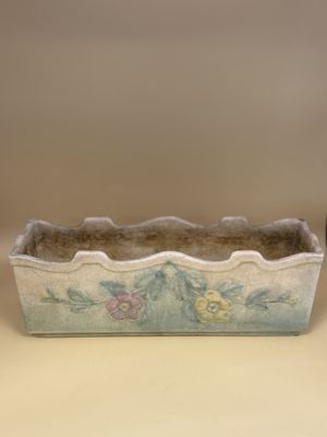 Pottery. USA. Hull. Planter. Pink &amp; Yellow Flowers. 11"W