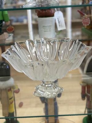 Glass. Germany. Mikasa. Satin Tulips Pedestal Bowl. 12"W
