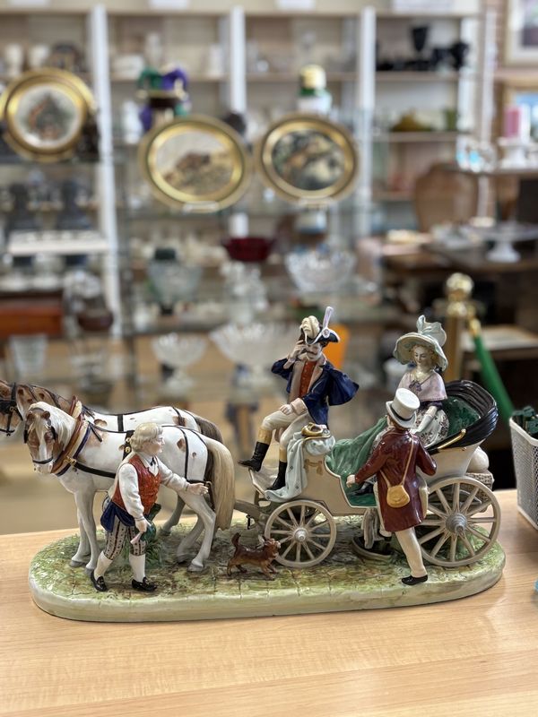 Porcelain. Italy. Capodimonte. Figural Courting Scene. 20&quot;W.