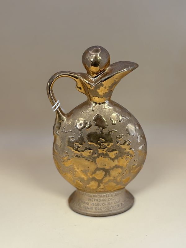 Decor. USA. Regal China. Jim Beam Weeping Gold  Bottle Figure. 7.5&quot;H