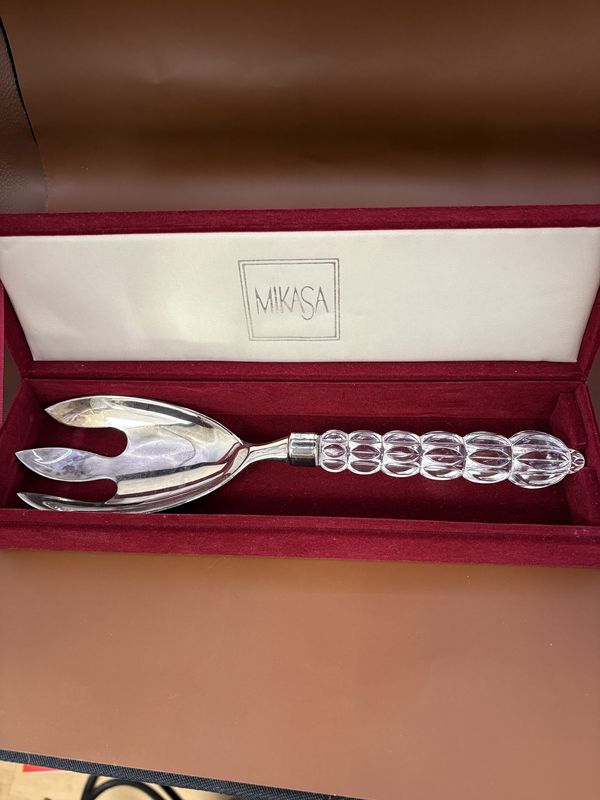 Flatware. Austria. Mikasa. Serving Fork w/Crystal Handle. Vintage. 11&quot;L