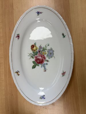 Ceramic. Germany. Shoenwald. Floral Oval Serving Platter. 15"L