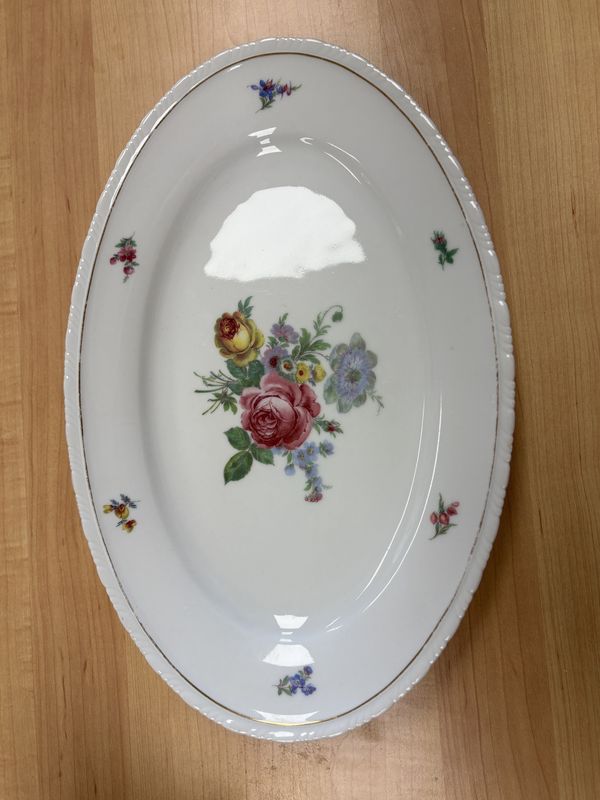 Ceramic. Germany. Shoenwald. Floral Oval Serving Platter. 15&quot;L