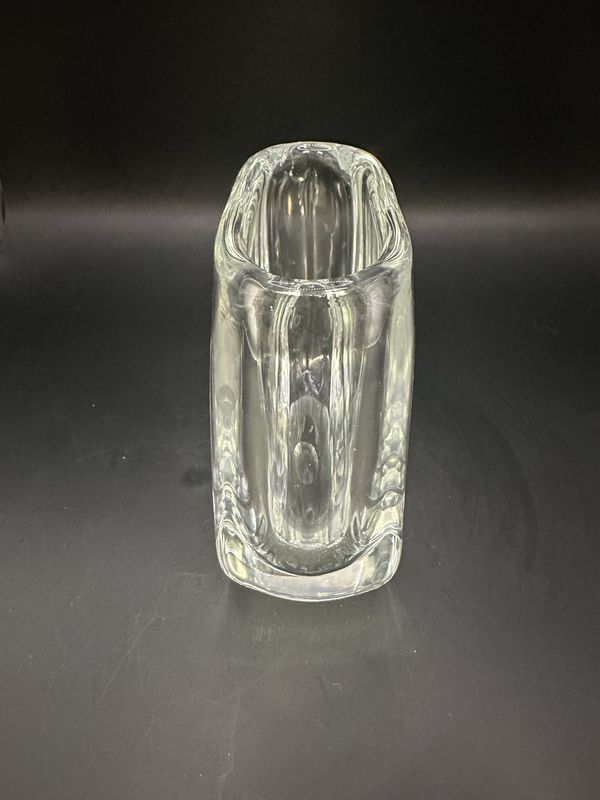Crystal. Sweden. Johansfors. Heavyweight Vase with Etched Dancing Girl. 4.25"H