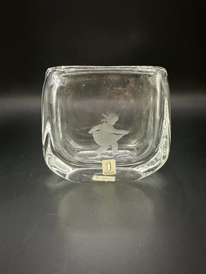 Crystal. Sweden. Johansfors. Heavyweight Vase with Etched Dancing Girl. 4.25"H