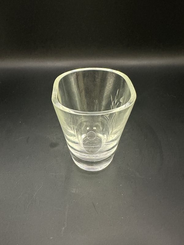 Crystal. Sweden. Maleras. Vase w/Horse Etching. 3.5''L x 3.25''H
