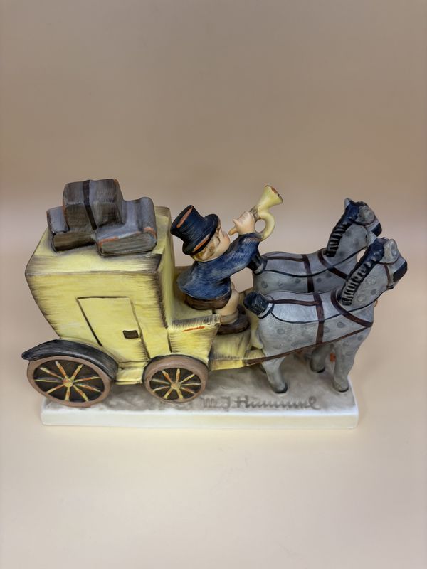 Figurine. Germany. Hummel. #226 "The Mail Is Here". TMK 6 (1985). Signed &amp; w/Box. 6"L x 4.25''W