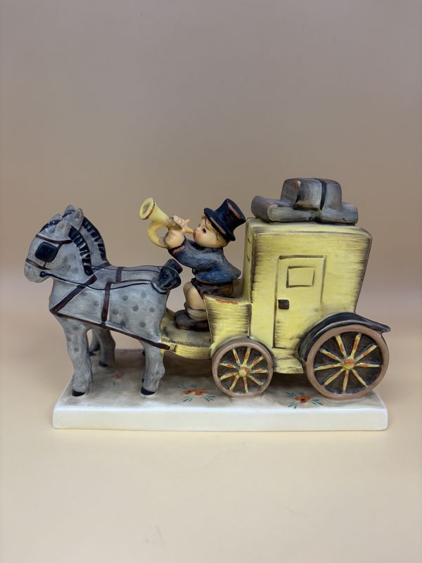 Figurine. Germany. Hummel. #226 &quot;The Mail Is Here&quot;. TMK 6 (1985). Signed &amp; w/Box. 6&quot;L x 4.25&#39;&#39;W