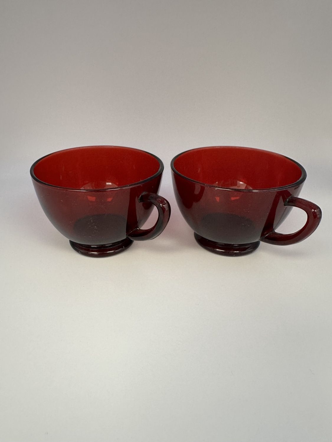 Glass. USA. Anchor Hocking. Ruby Red Punch Cups. Set of 2. 2.5&quot;H