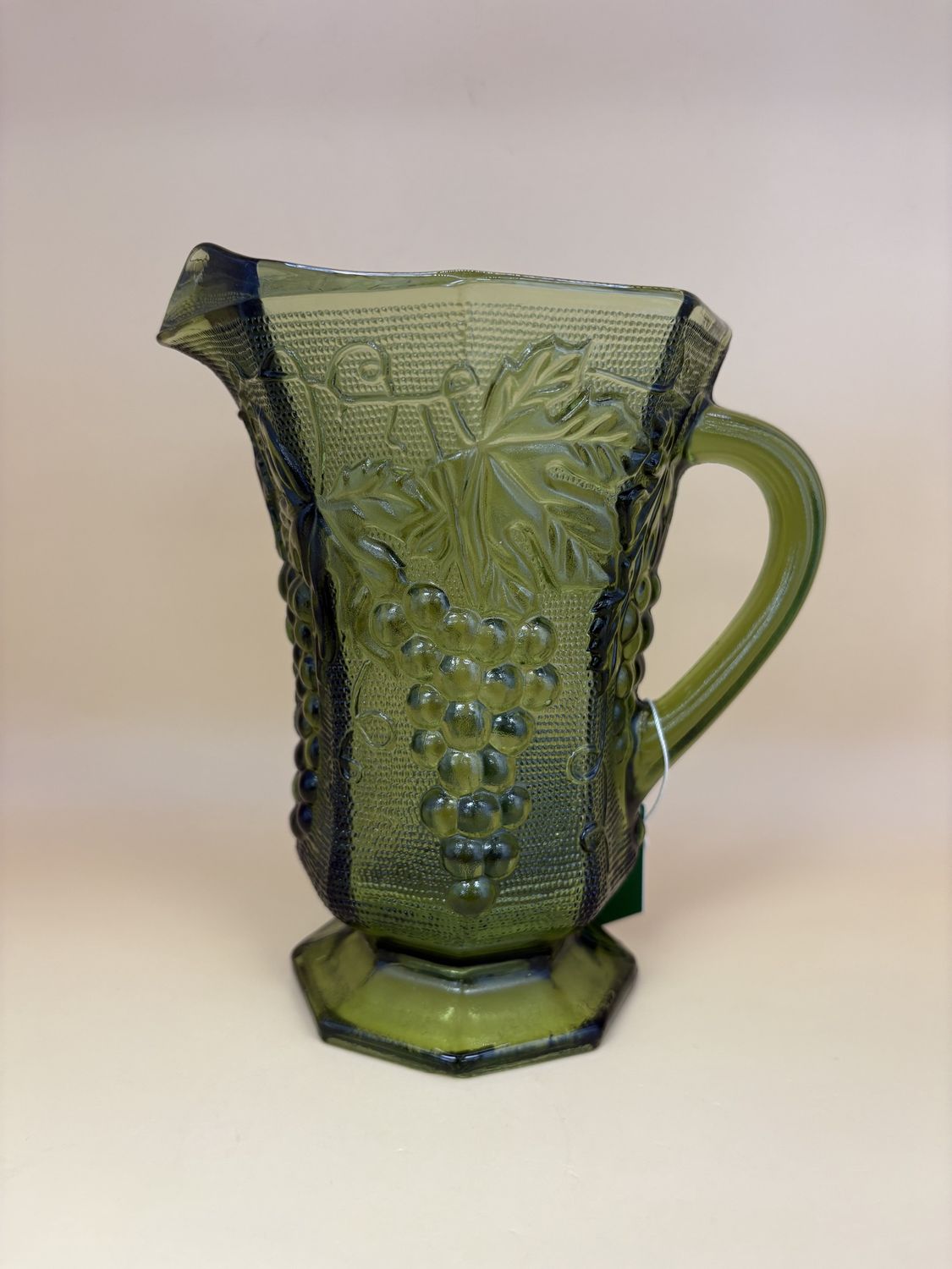 Glass. USA. Anchor Hocking. EAPG Pitcher. Green Grapes.  6.75&quot;H