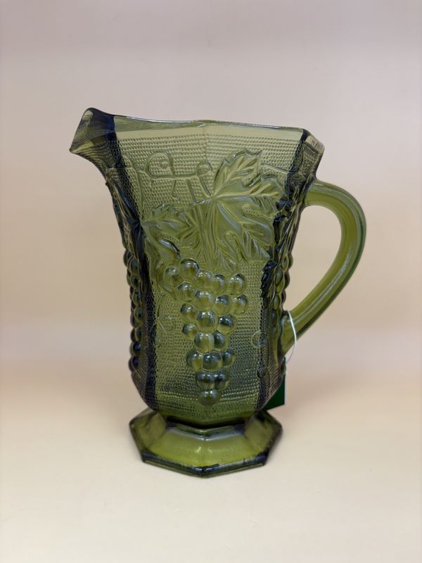 Glass. USA. Anchor Hocking. EAPG Pitcher. Green Grapes.  6.75&quot;H