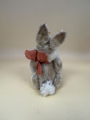 Plush. Germany. Steiff. Rabbit. Vintage. Mohair w/ Orange Bow, Sitting Upright. 4''H