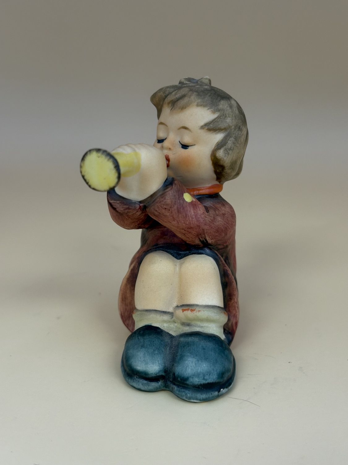 Figurine. German. Hummel #391 &quot;Girl with Trumpet&quot; TMK 6 (1979-1991). 3&quot;H