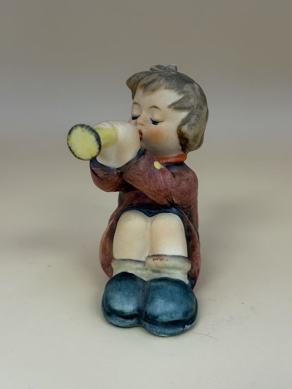 Figurine. German. Hummel #391 &quot;Girl with Trumpet&quot; TMK 6 (1979-1991). 3&quot;H