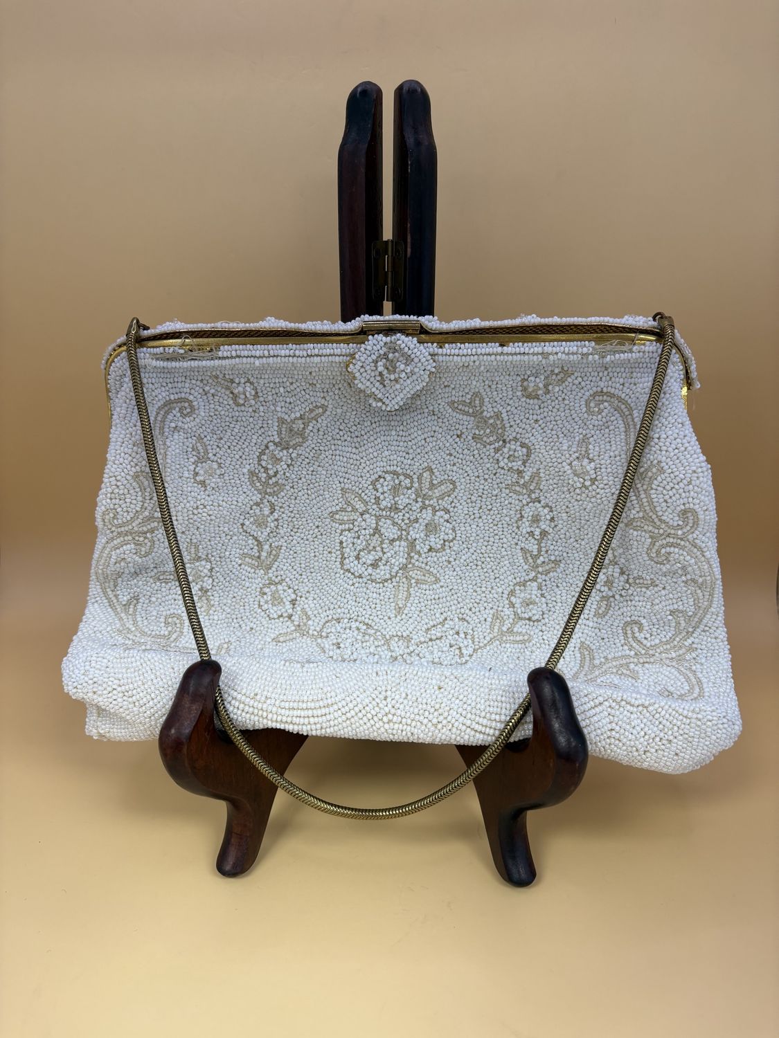 Vintage White Beaded Purse, possibly French