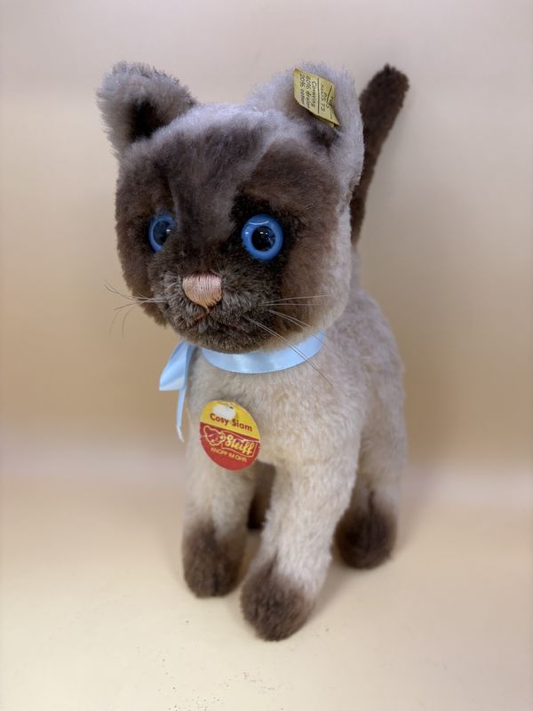 Plush. Germany. Steiff. Cat. &quot;Cosy Siam&quot; Siamese (1970-1972). 10.5&quot;H