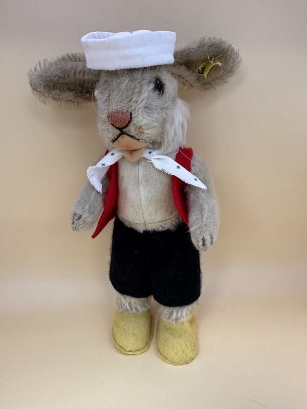 Plush. Germany. Steiff. Rabbit. &quot;Nikili&quot;. Standing, Wearing Sailor Outfit. 8&#39;&#39;H