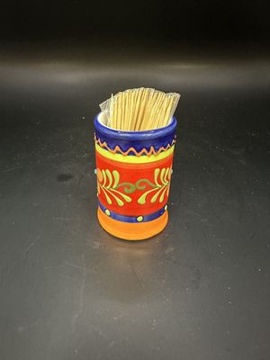 Ceramic. Spain. Toothpick Holder w/Toothpicks. 2.75"H