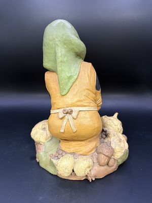 Sculpted Figure. USA. Tom Clark. Ava. Female Gardner w/Green Head Scarf, Kneeling in Pumpkins, Acorns, &amp; Leaves. 1993. 7.5"H