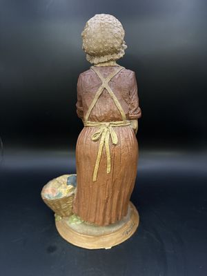 Sculpted Figure. USA. Tom Clark. Aunt Jewell. Woman with Bonnet, Washing Clothes in a Basin. 1988. 9.5"H