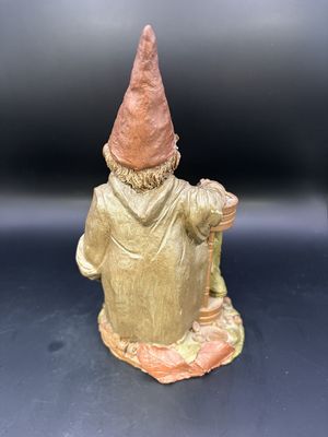 Sculpted Figure. USA. Tom Clark. Father Time. Older Gnome Leaning on an Hourglass Holding a Lantern. 1984. 7.5"H