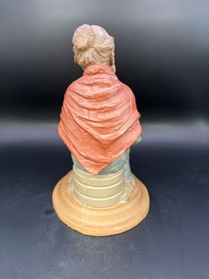 Sculpted Figure. USA. Tom Clark. Molly. Woman in blue dress and red shall reading a book. 1987. H 7.25"