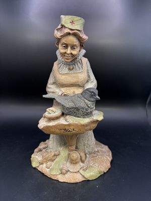Sculpted Figure. USA. Tom Clark. Florence. Signed. Nurse Helping an Injured Bird. 1988. 8"H