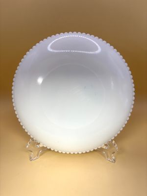 Glass. USA. Westmoreland. Plate. Beaded Edge with Hand Painted Pear. 1930s-1950s. 7.5"H