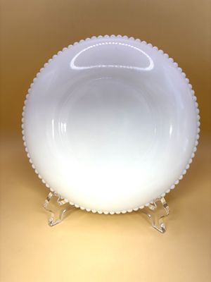 Glass. USA. Westmoreland. Plate. Beaded Edge with Hand Painted Cherries (Bigger Leaves). 1930s-1950s. 7.5"H