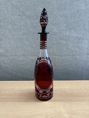 Glass. Czech Republic. Nachtmann. Blown Glass Clear Red Decanter.