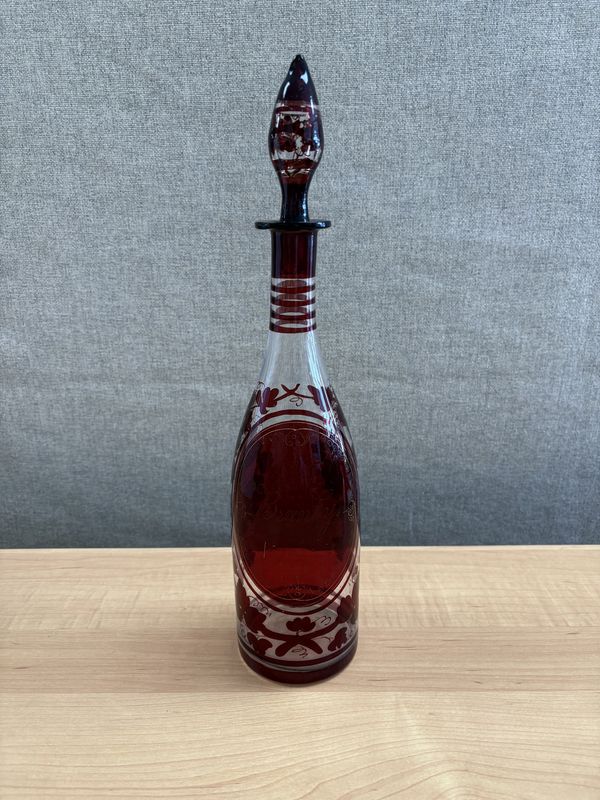 Glass. Czech Republic. Nachtmann. Blown Glass Clear Red Decanter.
