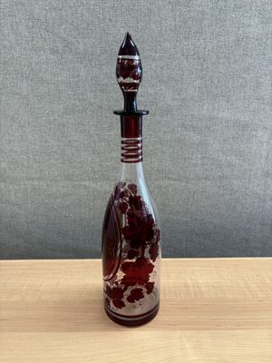 Glass. Czech Republic. Nachtmann. Blown Glass Clear Red Decanter.
