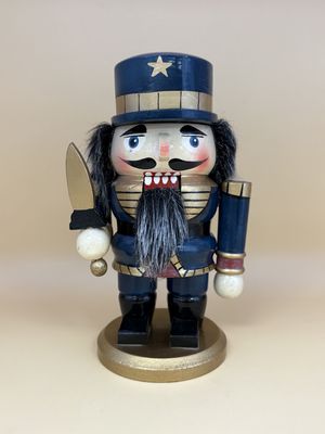 Nutcracker. Germany. Blue and Gold Soldier with Sword. 7"H