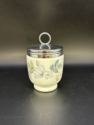 Porcelain. England. Royal Worchester. Egg Coddler. White w/Purple &amp; Yellow Flowers. 4"H