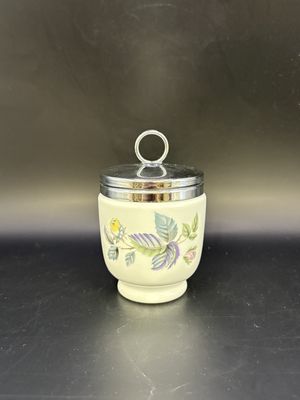 Porcelain. England. Royal Worchester. Egg Coddler. White w/Purple &amp; Yellow Flowers. 4"H