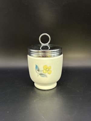 Porcelain. England. Royal Worchester. Egg Coddler. White w/Yellow and Pink Flowers and Blue Leaves. 4"H
