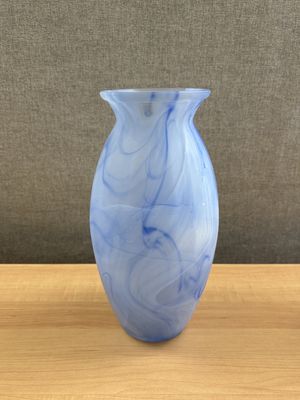 Glass. Italy. Lux. Vase. Blue Swirl. 12"H