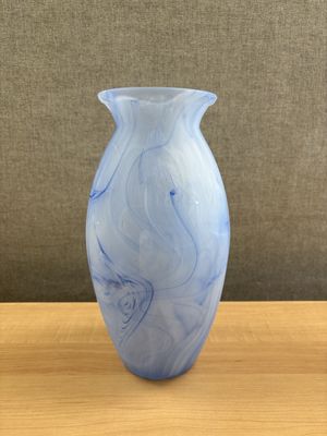 Glass. Italy. Lux. Vase. Blue Swirl. 12"H
