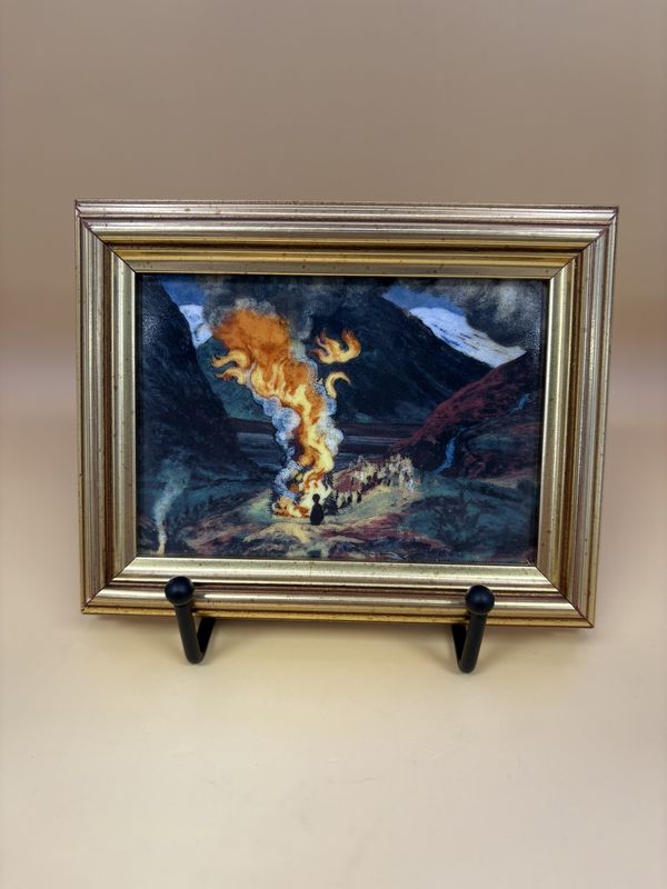 Artwork (Other). Norway. Porsgrund. Desktop Porcelain Replica of Vintage Painting &quot;Our Land 1911&quot;