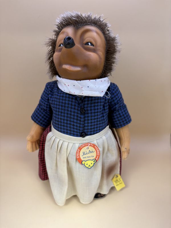 Doll. Germany. Steiff. Micki. White Apron &amp; Blue Blouse. 12&quot;H