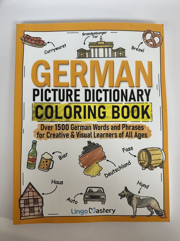 Book. USA. German Picture Dictionary Coloring Book. 2025. 183 pages