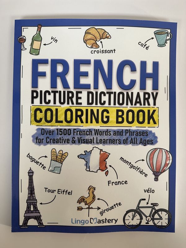 Book. USA. French Picture Dictionary Coloring Book. 2025. 183 pages