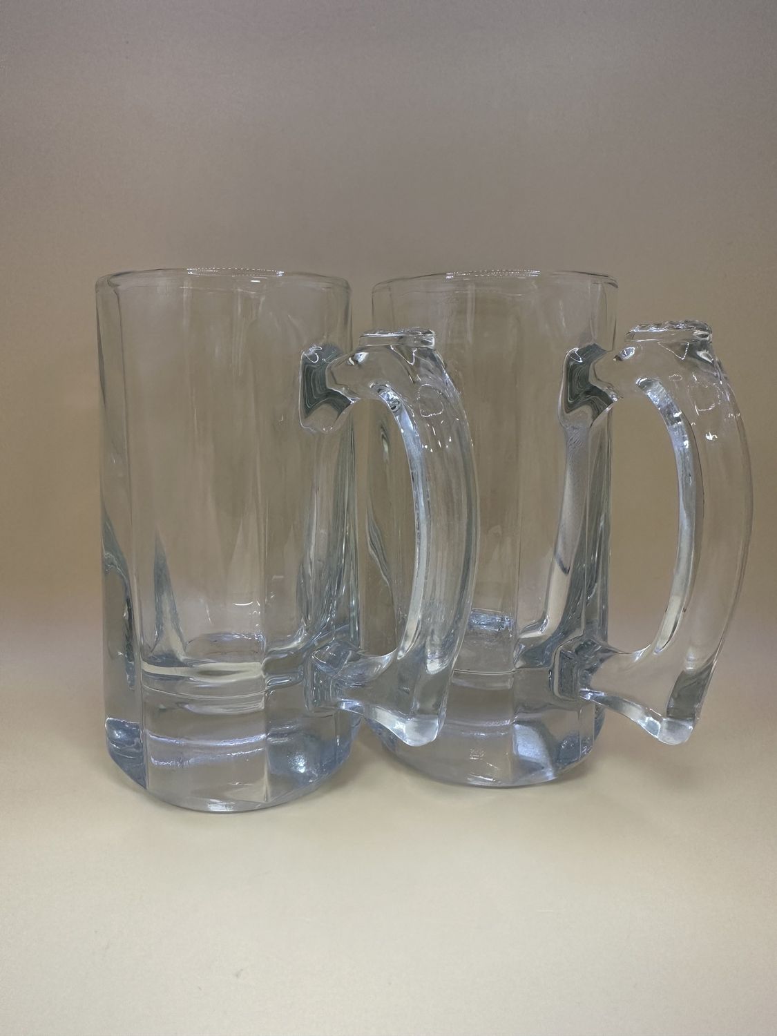 Glass. USA. Libbey. Heavyweight 10 oz. Beer Mugs. 6&quot;H (Set of 2)