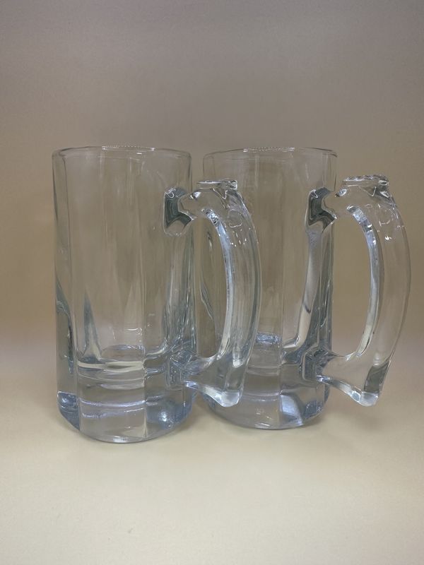 Glass. USA. Libbey. Heavyweight 10 oz. Beer Mugs. 6&quot;H (Set of 2)