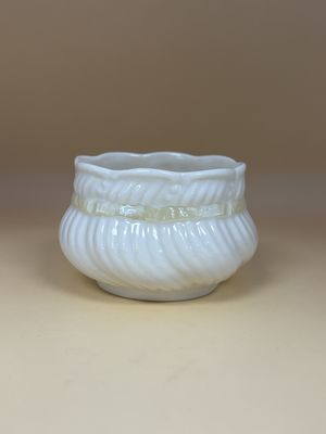Porcelain. Ireland. Belleek. Sugar Bowl/Creamer with Yellow Ribbon.  1926-1946. 3.5"W