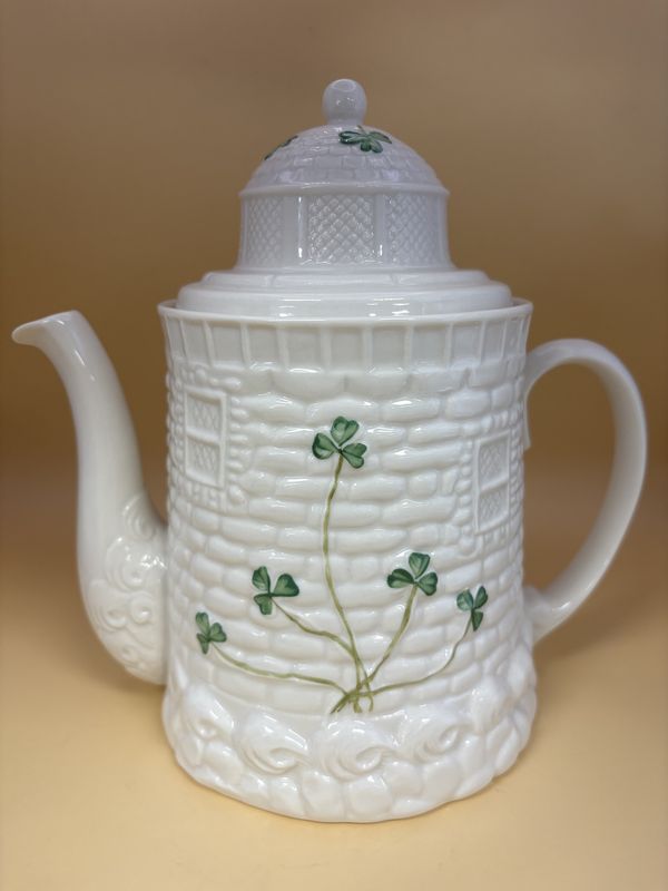 Porcelain. Ireland. Belleek. Shamrock Lighthouse Teapot. 7 3/4&quot;H