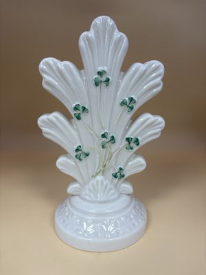 Porcelain. Ireland. Belleek. Spill Vase. Shamrock Design. 6.5"H [7th Mark/Gold: 1980-1992]