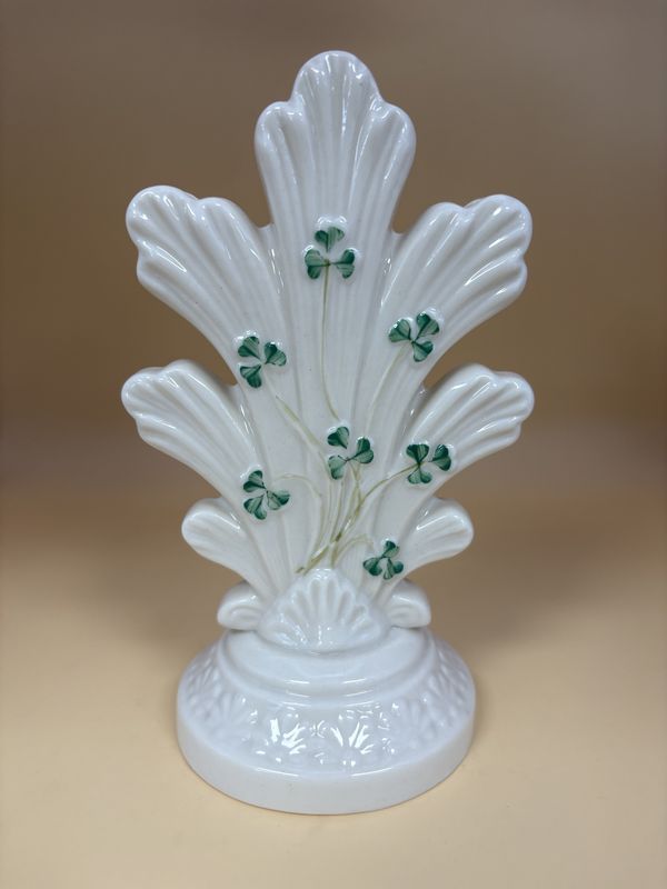 Porcelain. Ireland. Belleek. Spill Vase. Shamrock Design. 6.5&quot;H [7th Mark/Gold: 1980-1992]