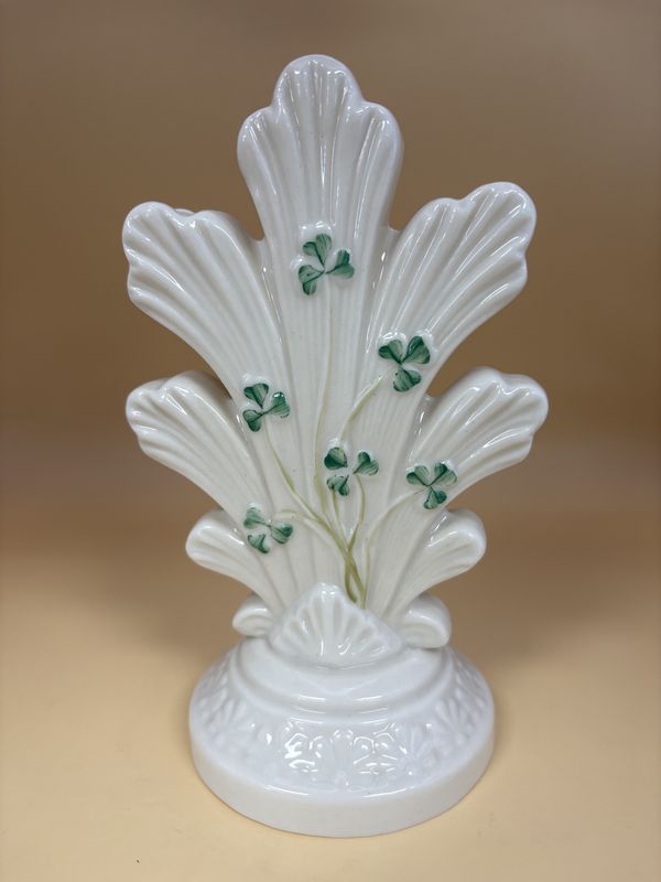 Porcelain. Ireland. Belleek. Spill Vase. Shamrock Design. 6.5"H [7th Mark/Gold: 1980-1992]