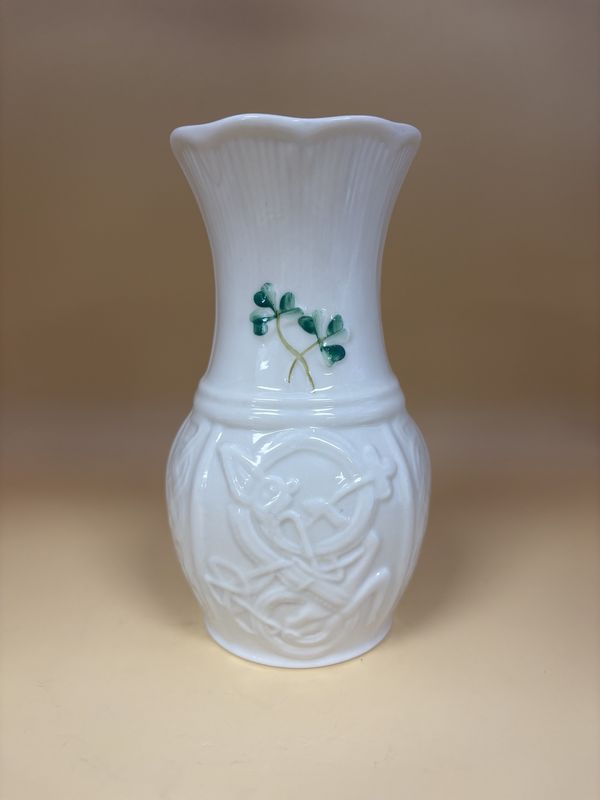 Porcelain. Ireland. Belleek. Shamrock Iona Vase. Celtic Knots. 6&quot;H [10th Mark: 2000]